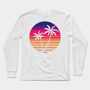 cute Sunset Beach Palm Tree Long Sleeve T-Shirt